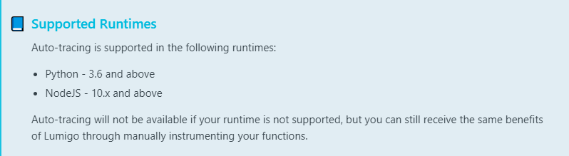 supported runtimes